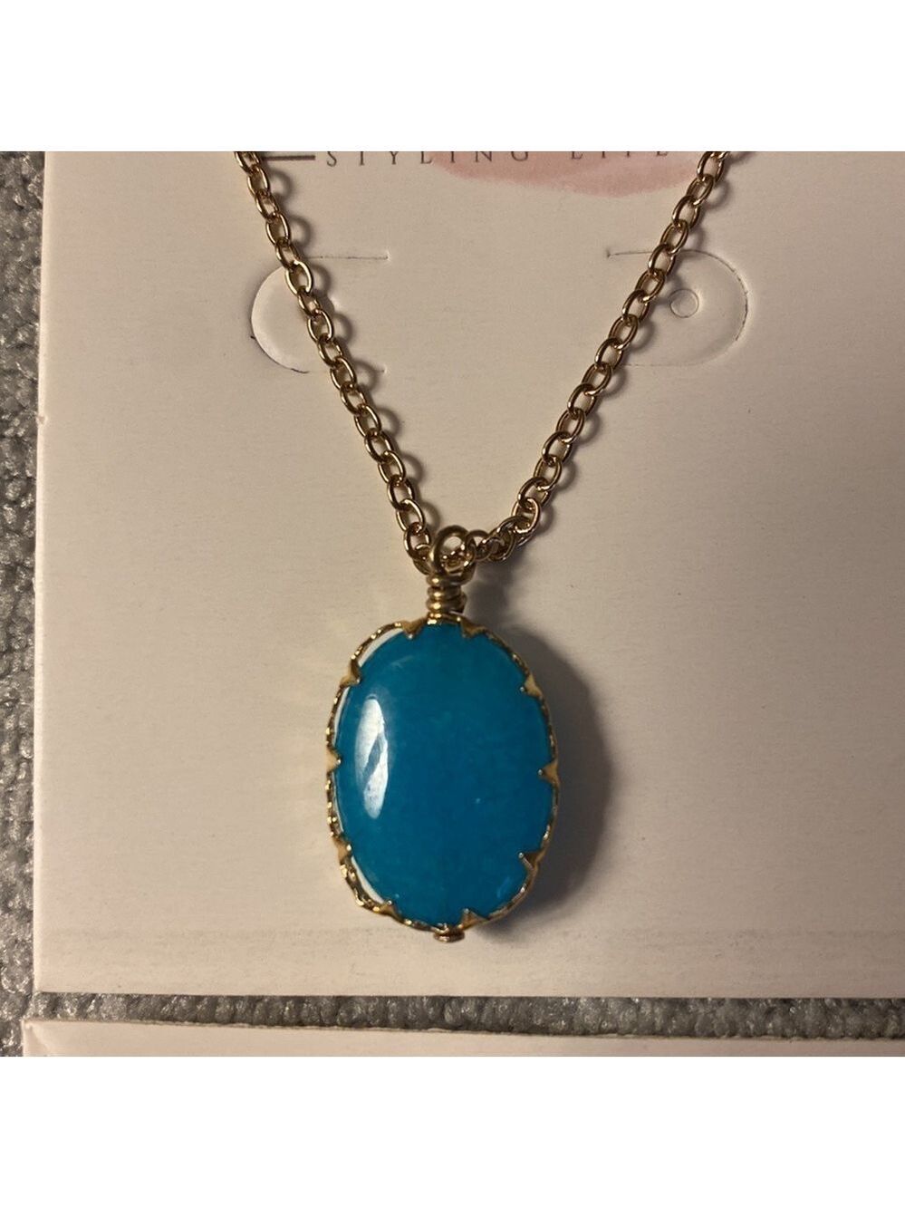 512.NEW Turquoise semiprecious stone pendant. Other colors available.